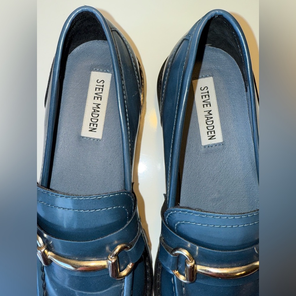 STEVE MADDEN MISTOR BLUE LOAFER LUG SOLE WOMENS SZ 8 - Picture 5 of 8